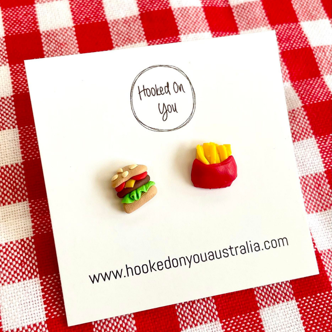 burger earrings