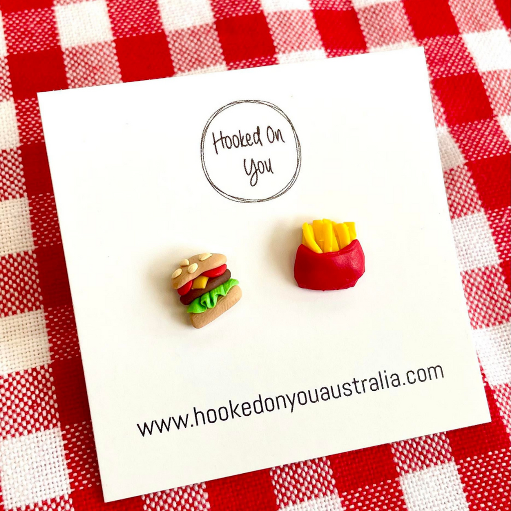 burger earrings